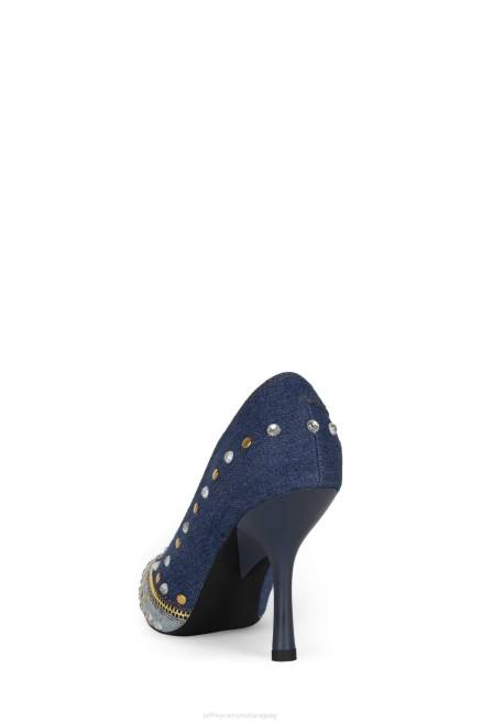 mujer Dame más Jeffrey Campbell F6JX270 el reinicio de mezclilla mezclilla azul multicolor