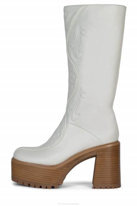 mujer Deadwrng-h Jeffrey Campbell F6JX858 botas hasta la rodilla pila de esmalte natural blanco