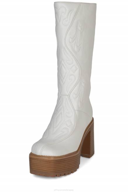 mujer Deadwrng-h Jeffrey Campbell F6JX858 botas hasta la rodilla pila de esmalte natural blanco