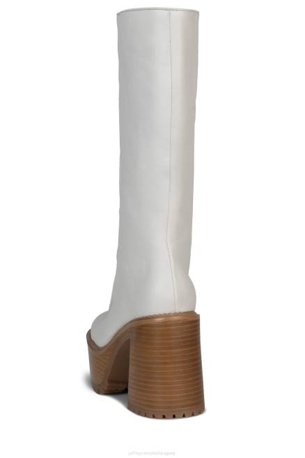 mujer Deadwrng-h Jeffrey Campbell F6JX858 botas hasta la rodilla pila de esmalte natural blanco