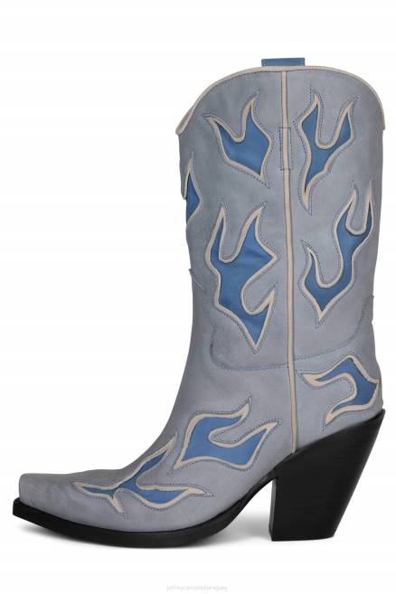 mujer Llama en Jeffrey Campbell F6JX740 botas hasta la rodilla combo azul