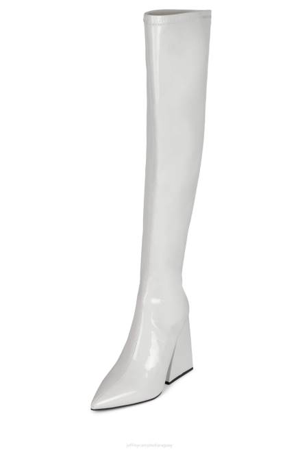 mujer apelaciones Jeffrey Campbell F6JX815 botas hasta la rodilla charol blanco