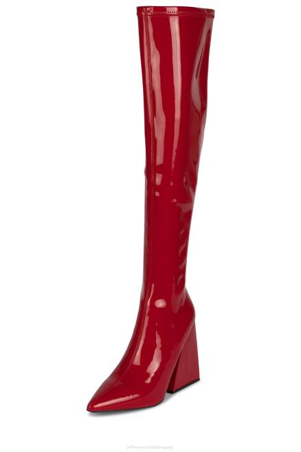 mujer apelaciones Jeffrey Campbell F6JX816 botas hasta la rodilla charol rojo