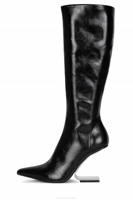 mujer brújula-kh Jeffrey Campbell F6JX692 botas hasta la rodilla plata negra