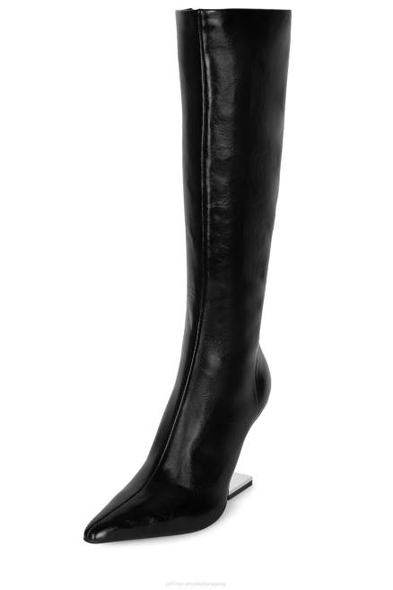 mujer brújula-kh Jeffrey Campbell F6JX692 botas hasta la rodilla plata negra