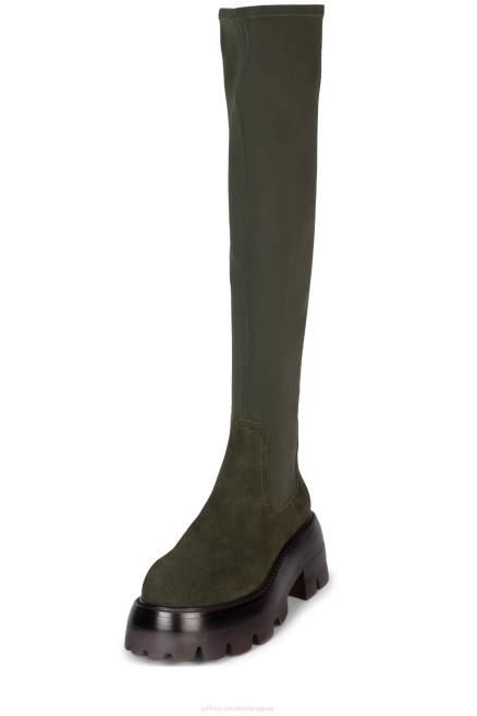 mujer buena onda Jeffrey Campbell F6JX748 botas hasta la rodilla ante verde oscuro multi