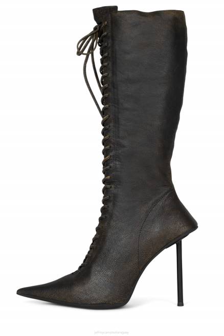 mujer cautivar Jeffrey Campbell F6JX674 botas hasta la rodilla marrón angustiado