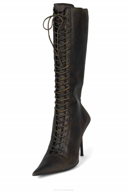 mujer cautivar Jeffrey Campbell F6JX674 botas hasta la rodilla marrón angustiado