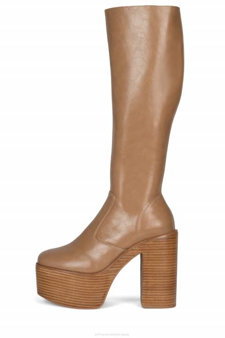 mujer chica Jeffrey Campbell F6JX760 botas hasta la rodilla pila de color camel claro