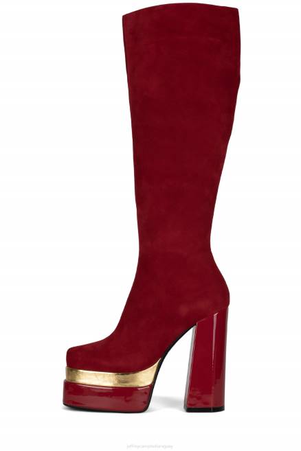 mujer danzarama Jeffrey Campbell F6JX775 botas hasta la rodilla ante rojo dorado