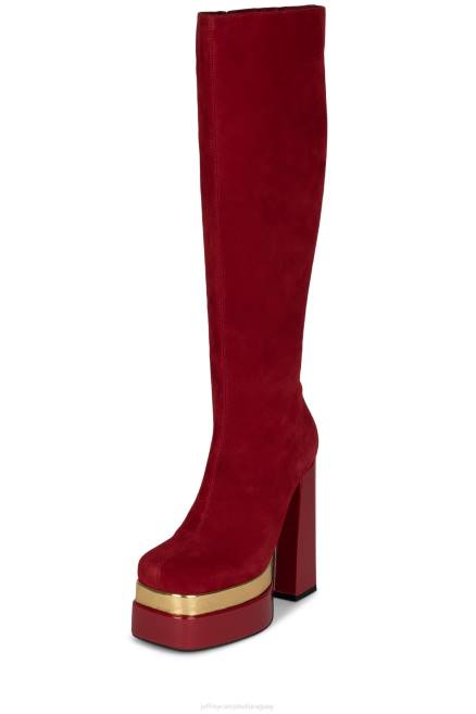 mujer danzarama Jeffrey Campbell F6JX775 botas hasta la rodilla ante rojo dorado