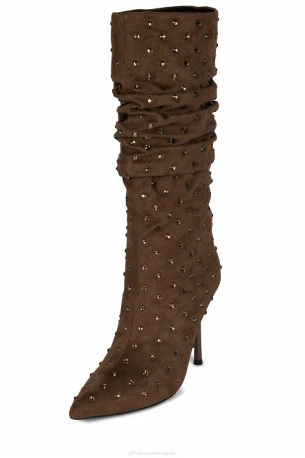 mujer el espárrago Jeffrey Campbell F6JX756 botas hasta la rodilla ante marron oscuro charol marron