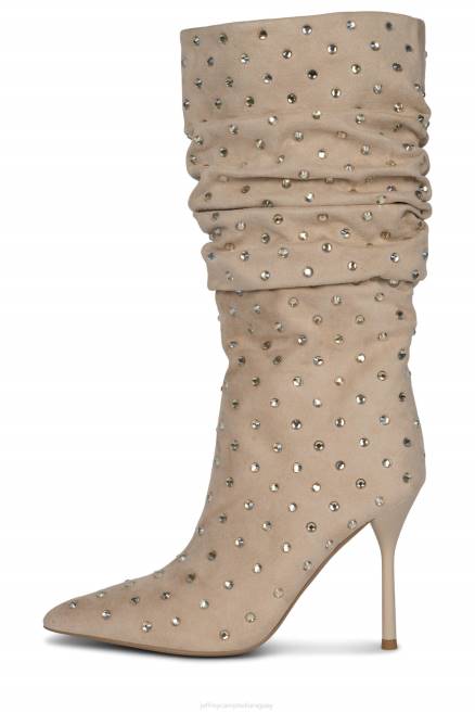 mujer el espárrago Jeffrey Campbell F6JX757 botas hasta la rodilla ante beige dorado