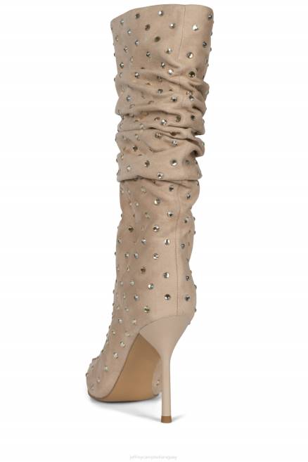 mujer el espárrago Jeffrey Campbell F6JX757 botas hasta la rodilla ante beige dorado