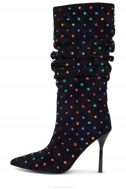 mujer el espárrago Jeffrey Campbell F6JX758 botas hasta la rodilla ante negro multicolor