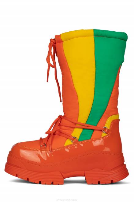 mujer esquís Jeffrey Campbell F6JX787 botas hasta la rodilla naranja brillante multi