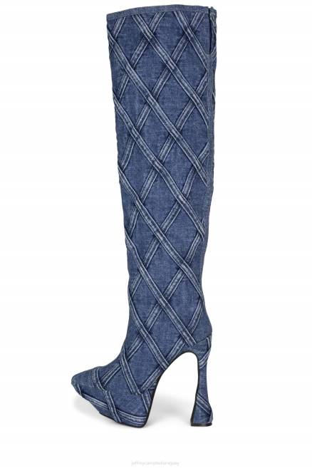 mujer jeans lindos Jeffrey Campbell F6JX705 botas hasta la rodilla combinación de mezclilla azul