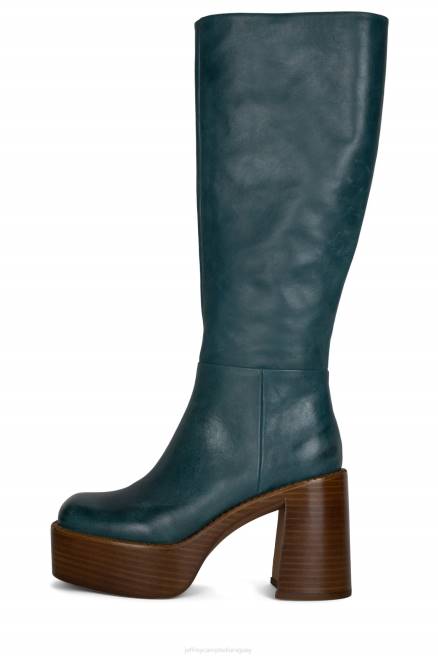 mujer la banda Jeffrey Campbell F6JX878 botas hasta la rodilla pila de esmalte bronceado verde azulado