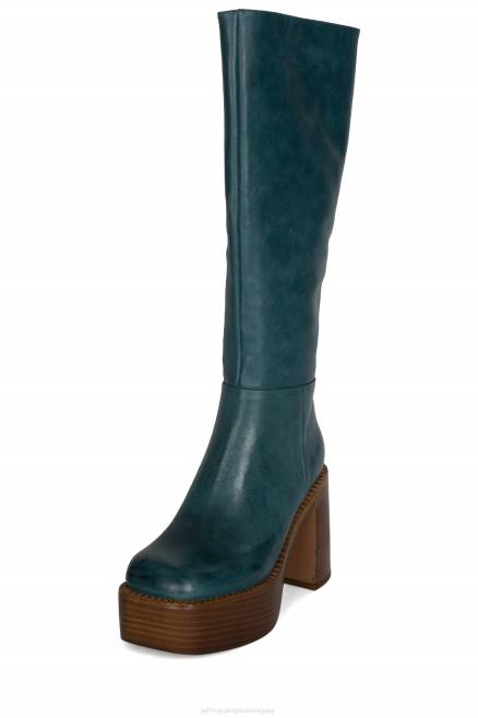 mujer la banda Jeffrey Campbell F6JX878 botas hasta la rodilla pila de esmalte bronceado verde azulado