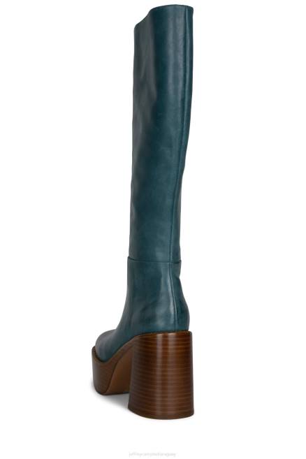 mujer la banda Jeffrey Campbell F6JX878 botas hasta la rodilla pila de esmalte bronceado verde azulado