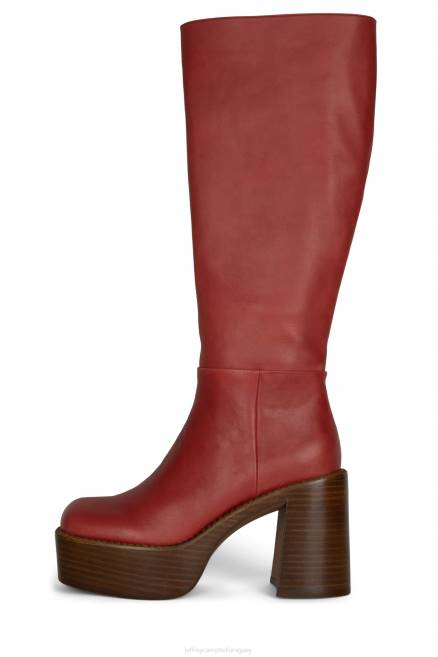 mujer la banda Jeffrey Campbell F6JX879 botas hasta la rodilla pila de esmalte rojo bronceado