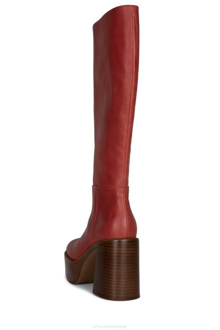 mujer la banda Jeffrey Campbell F6JX879 botas hasta la rodilla pila de esmalte rojo bronceado