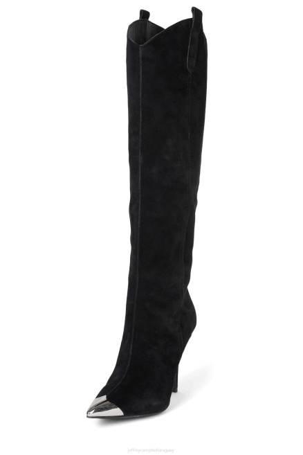 mujer mira por dónde Jeffrey Campbell F6JX840 botas hasta la rodilla ante negro plata