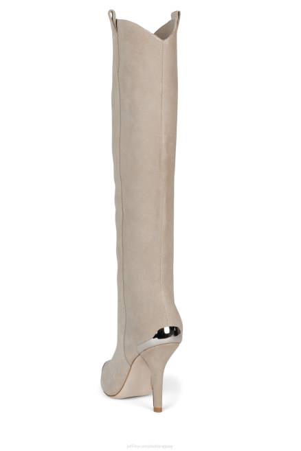 mujer mira por dónde Jeffrey Campbell F6JX841 botas hasta la rodilla beige ante plateado