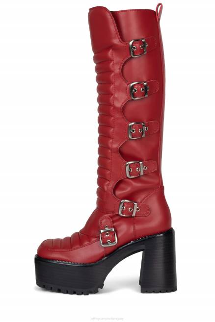 mujer moto-xx Jeffrey Campbell F6JX684 botas hasta la rodilla rojo