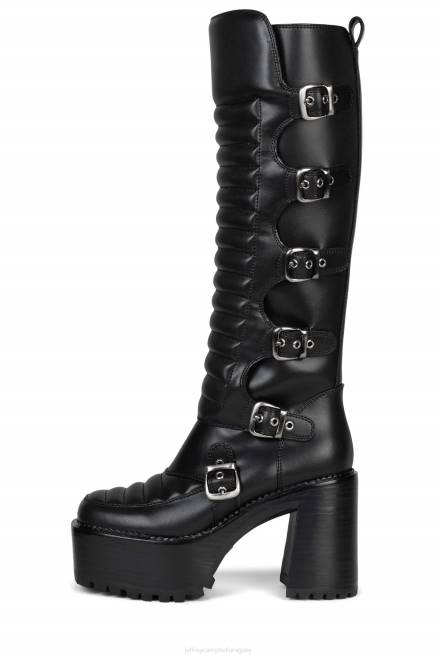 mujer moto-xx Jeffrey Campbell F6JX685 botas hasta la rodilla negro