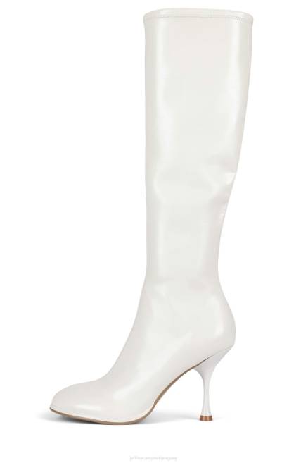 mujer oblicuos-k Jeffrey Campbell F6JX719 botas hasta la rodilla charol arrugado blanco