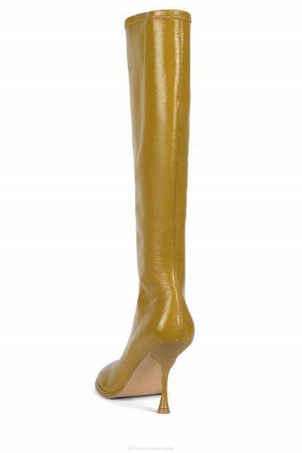 mujer oblicuos-k Jeffrey Campbell F6JX720 botas hasta la rodilla charol arrugado chartreuse