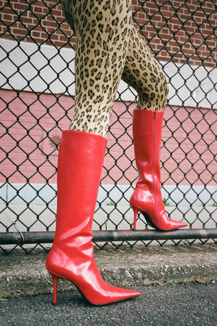 mujer queridos Jeffrey Campbell F6JX677 botas hasta la rodilla rojo