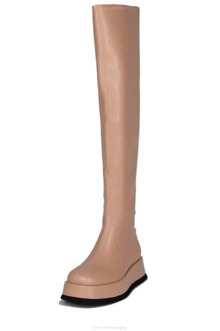 mujer sintetizar Jeffrey Campbell F6JX750 botas hasta la rodilla beige