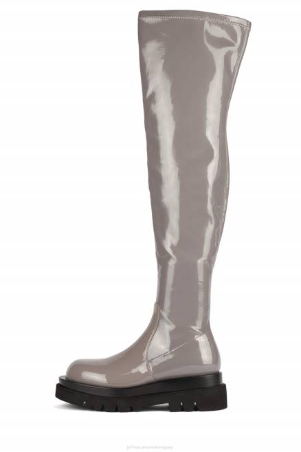 mujer tanque-ok Jeffrey Campbell F6JX810 botas hasta la rodilla charol gris