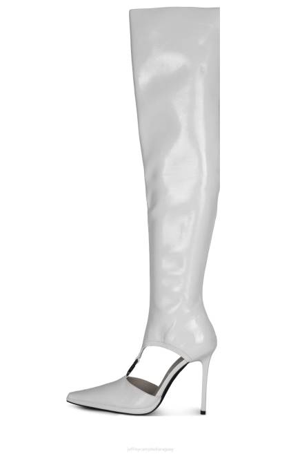 mujer vórticex Jeffrey Campbell F6JX863 botas hasta la rodilla charol arrugado blanco