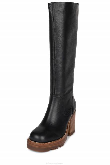 mujer wynona Jeffrey Campbell F6JX753 botas hasta la rodilla pila de esmalte negro bronceado