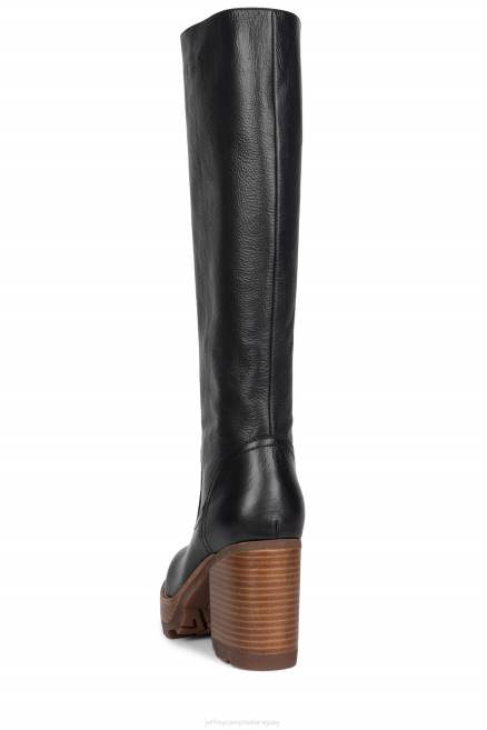 mujer wynona Jeffrey Campbell F6JX753 botas hasta la rodilla pila de esmalte negro bronceado