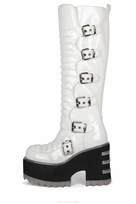 mujer zenon-kh Jeffrey Campbell F6JX675 botas hasta la rodilla charol blanco