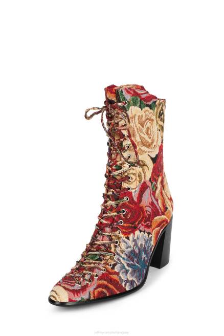 mujer Archille Jeffrey Campbell F6JX429 botines flores rojas