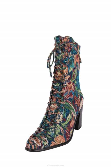 mujer Archille Jeffrey Campbell F6JX431 botines tapiz floral verde azulado