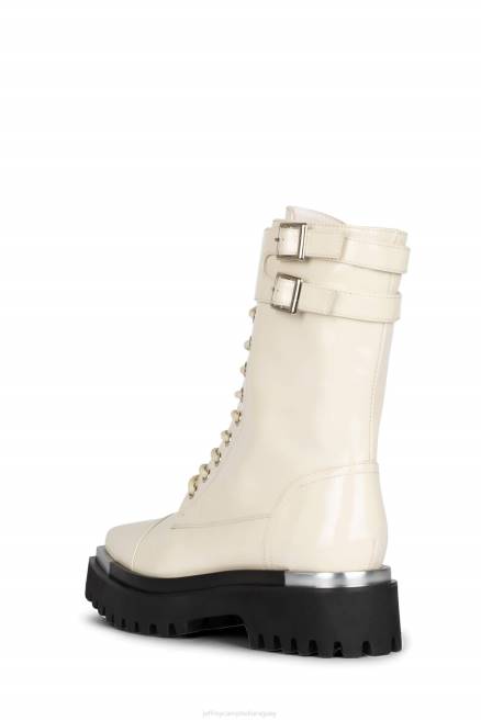 mujer dedica Jeffrey Campbell F6JX386 botines charol marfil arrugado