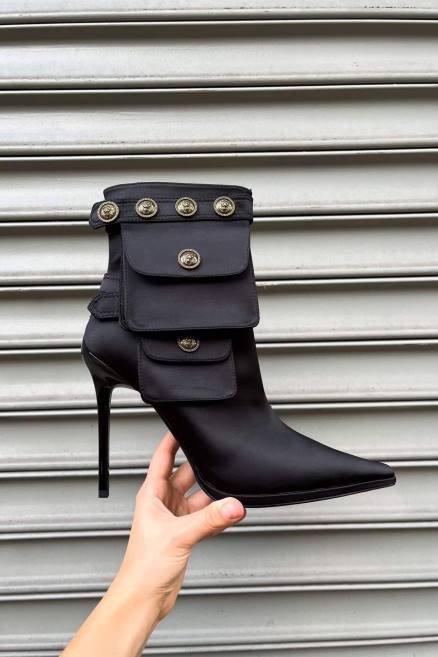 mujer escondido Jeffrey Campbell F6JX314 botines satén negro