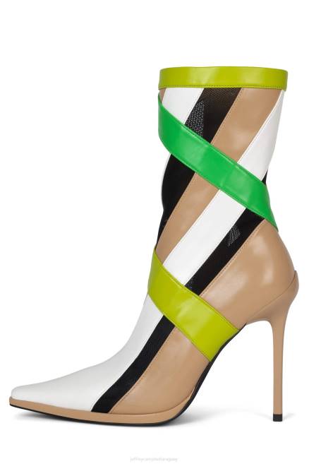 mujer rayas Jeffrey Campbell F6JX301 botines natural charol verde multi