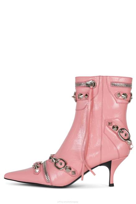 mujer rock alternativo Jeffrey Campbell F6JX307 botines plata arrugada rosa