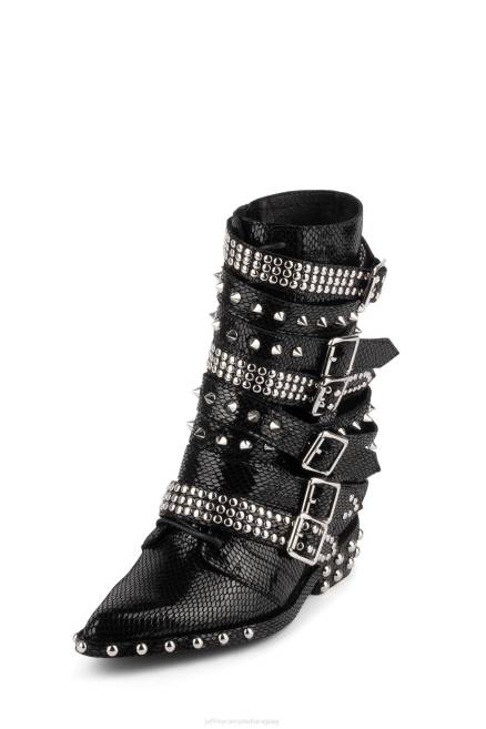 mujer semental draco Jeffrey Campbell F6JX664 botines serpiente negra brillante plateada