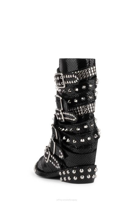 mujer semental draco Jeffrey Campbell F6JX664 botines serpiente negra brillante plateada