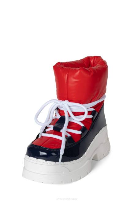 mujer snowies-lo Jeffrey Campbell F6JX631 botines azul marino charol rojo blanco