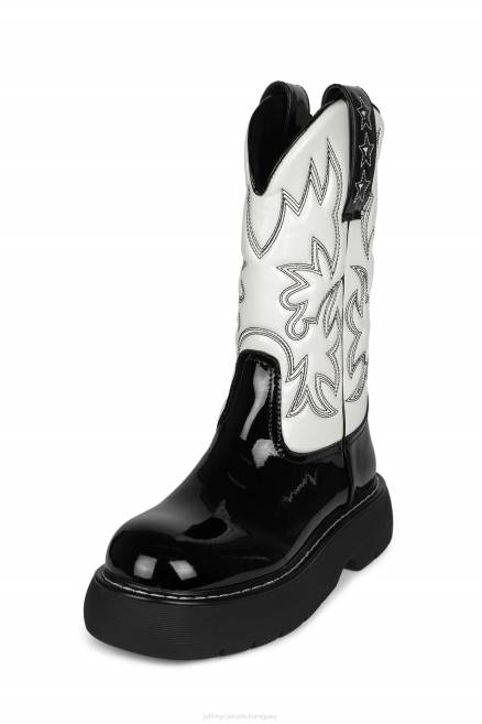 mujer vaquero Jeffrey Campbell F6JX610 botines combo de charol blanco negro