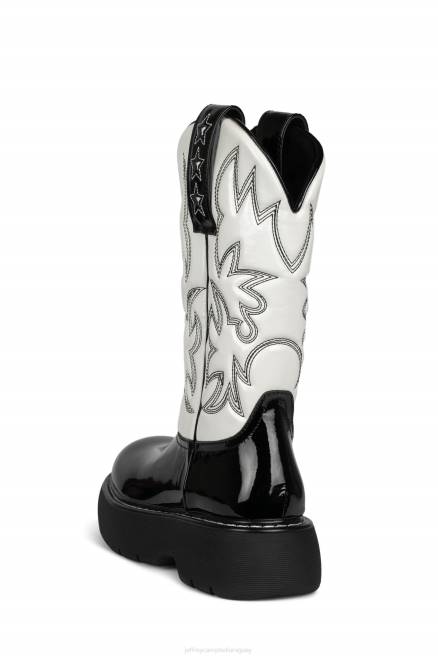 mujer vaquero Jeffrey Campbell F6JX610 botines combo de charol blanco negro